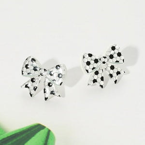 Resin Soccer Bow Stud Earrings