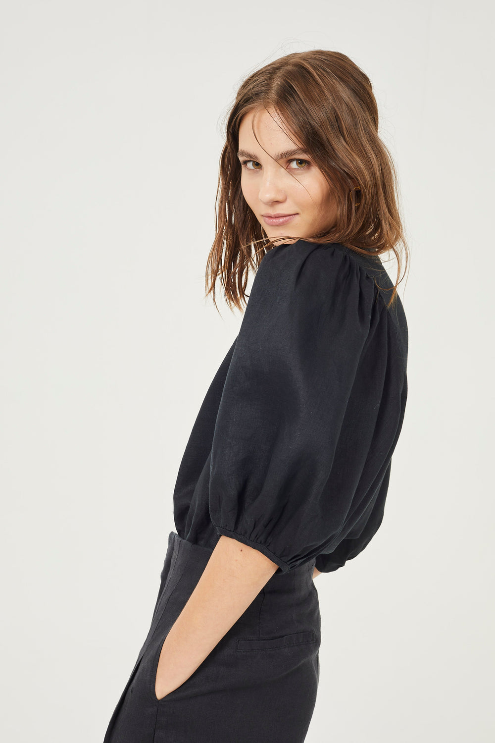 Bubble Linen Shirt - Black