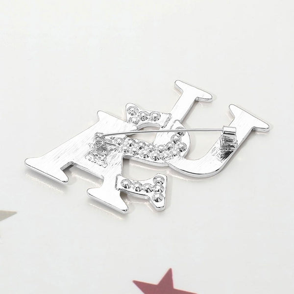 Stone Paved Enamel USA Pin Brooch