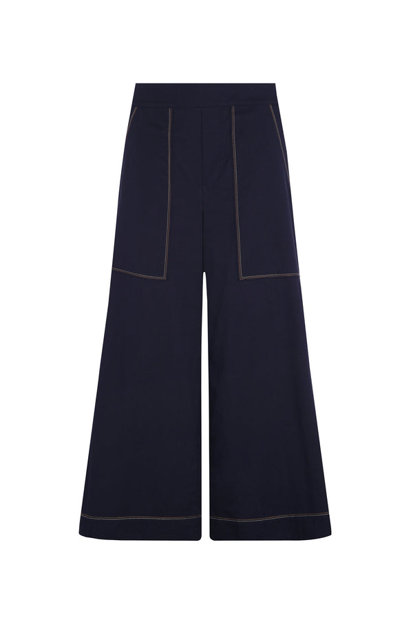 Zoe High-Rise Cotton Pants | Navy