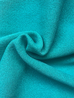 One Shoulder Glitter Knitted Top - Turquoise