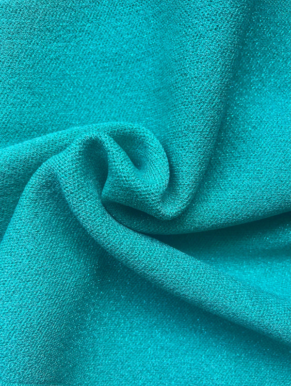 One Shoulder Glitter Knitted Top - Turquoise