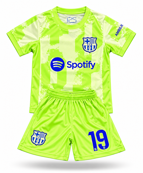 Lamine Yamal Green Kids Barcelona Soccer Jersey Kit