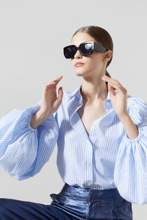 Samba Cotton Poplin Shirt - Blue Stripes