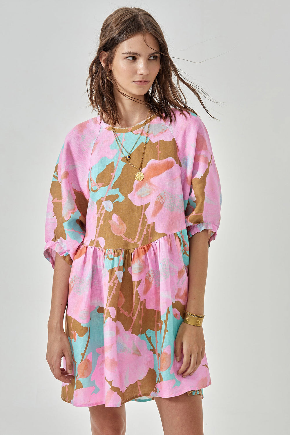 Alcala Linen Dress - Aquarela