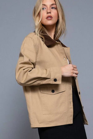 Corduroy Collar Cotton Twill Work Jacket