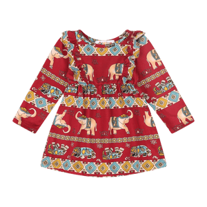 Baby Girls Volant Ruffle Print Dress