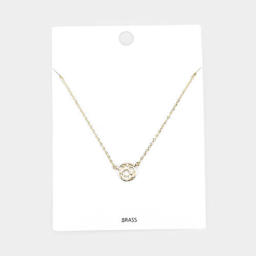 Brass Metal Cut Out Soccer Ball Pendant Necklace