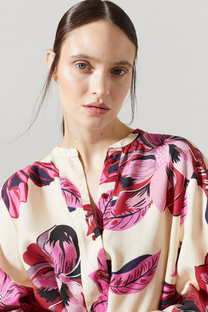 Sake Linen-Tencel Shirt - Hibiscus