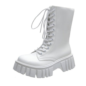 New British Style Fashion Thick-soled Muffin Cross-strap Martin Boots
