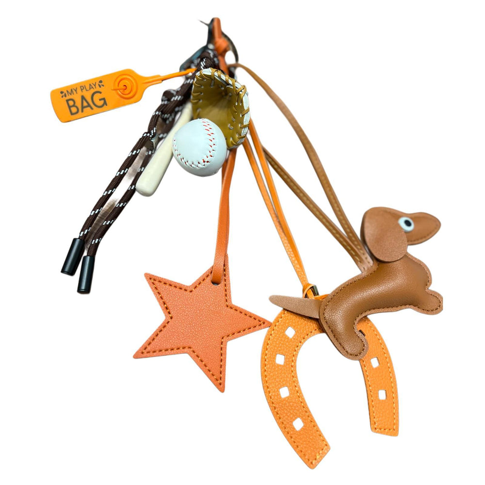 Baseball Dachshund Charm Bag