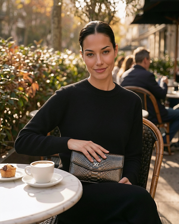 The Met Clutch in Gunmetal