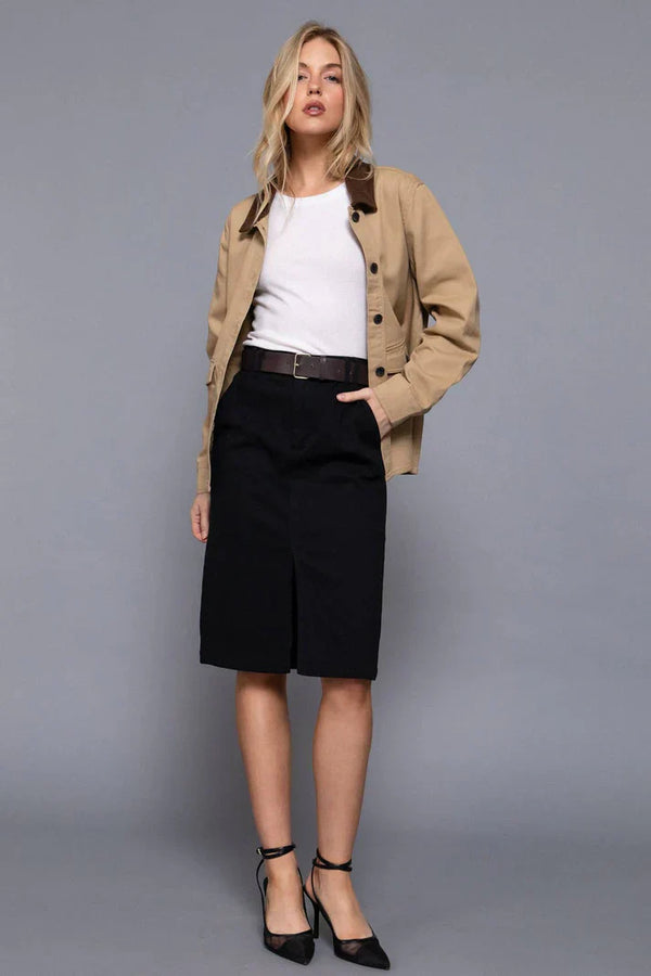 Corduroy Collar Cotton Twill Work Jacket