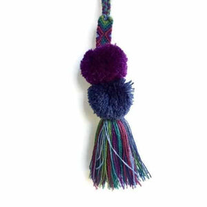 Earth Tone Friendship Tassel Zipper Pull with Pom Poms | Handmade in Mexico