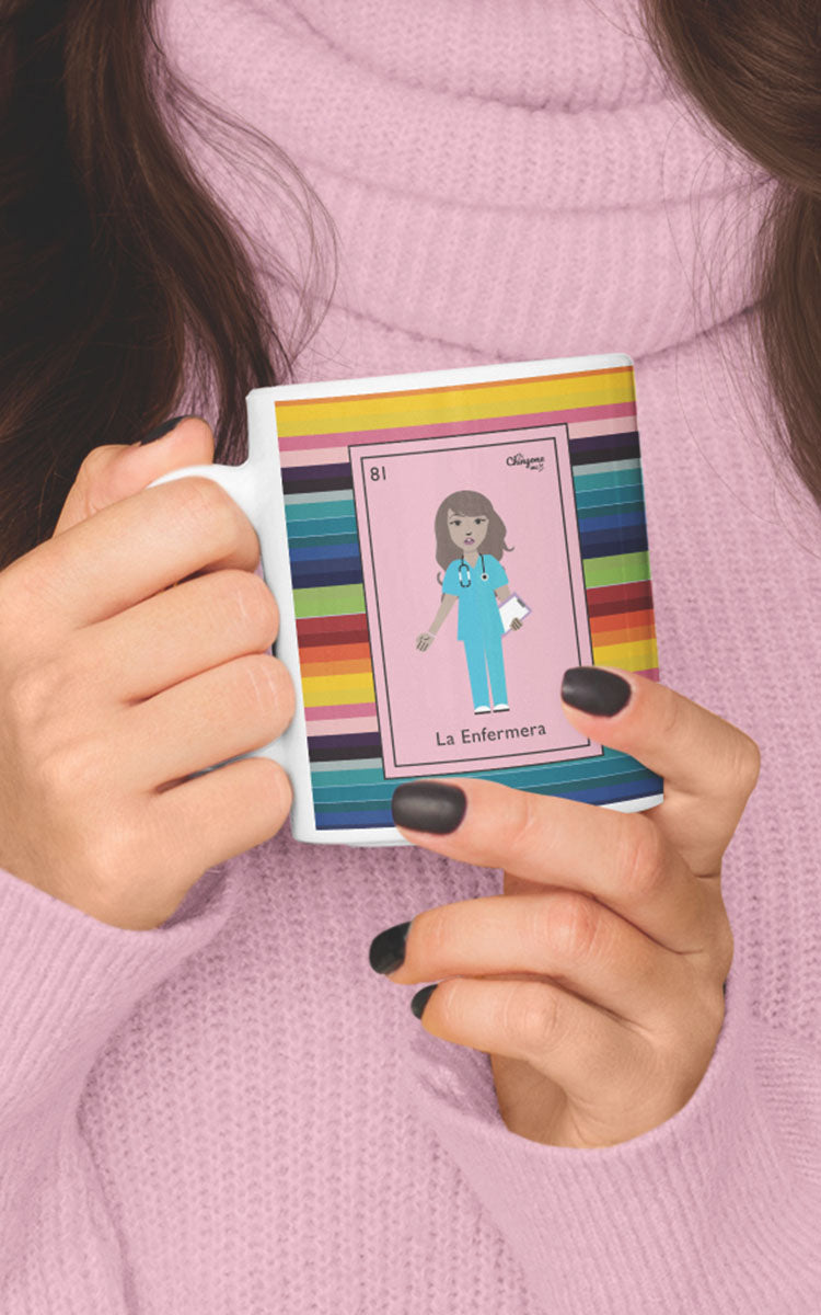 La Enfermera Mexican Loteria Card Serape Mug