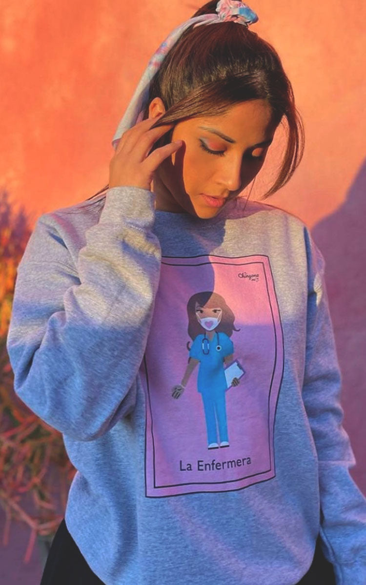 La Enfermera Loteria Card - The Nurse Mexican Bingo Sweatshirt