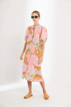 Bubble Linen Dress - Aquarela