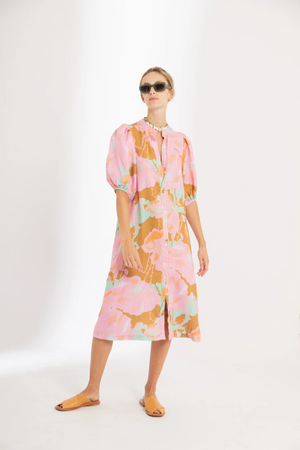Bubble Linen Dress - Aquarela