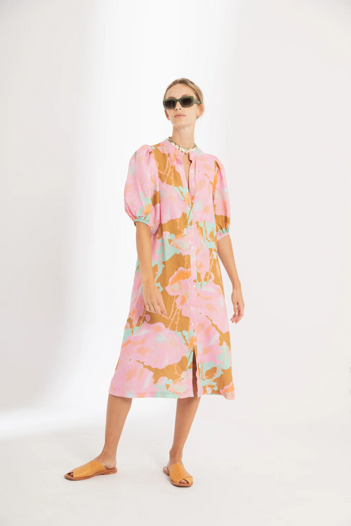 Bubble Linen Dress - Aquarela