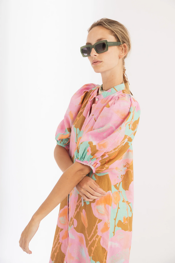 Bubble Linen Dress - Aquarela