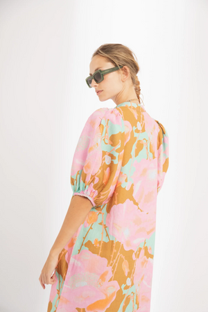 Bubble Linen Dress - Aquarela