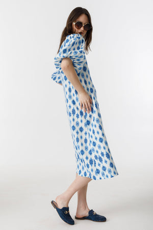 Angel Linen Dress - Hamptons Print