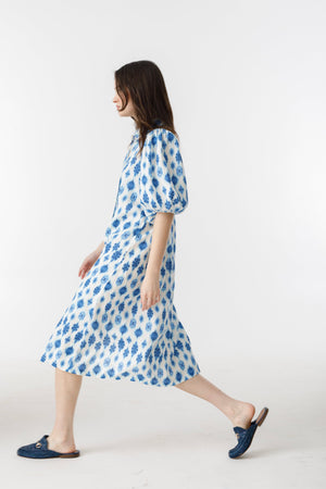 Angel Linen Dress - Hamptons Print