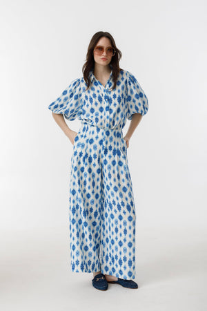 Culotte Linen Pants - Hamptons Print