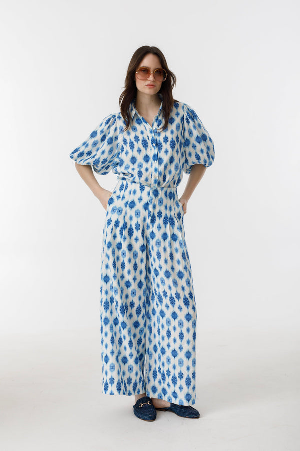 Culotte Linen Pants - Hamptons Print