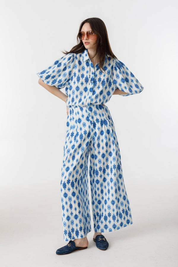 Culotte Linen Pants - Hamptons Print