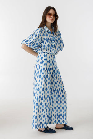 Culotte Linen Pants - Hamptons Print