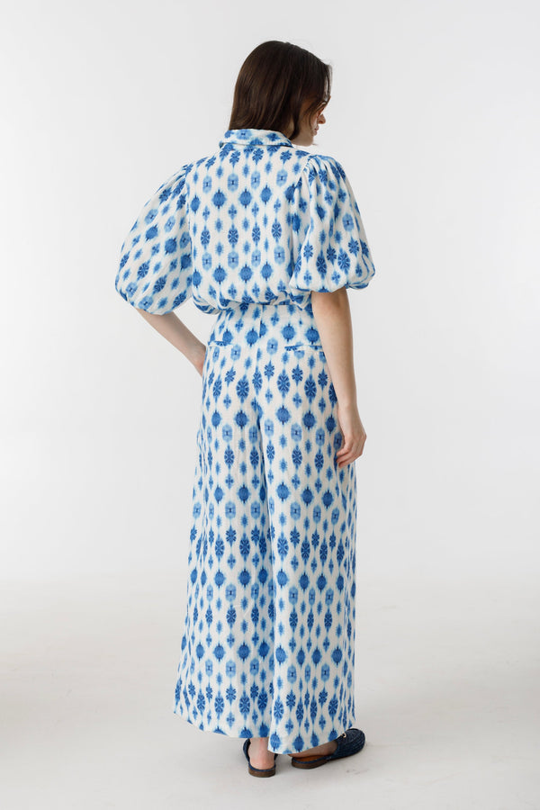 Culotte Linen Pants - Hamptons Print