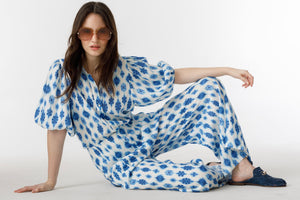 Culotte Linen Pants - Hamptons Print