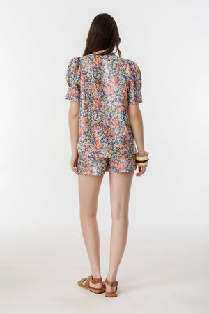 Frida Metallic Linen Shorts - Florece Print