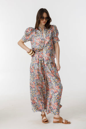 Sabi Metallic Linen Pants - Florece Print