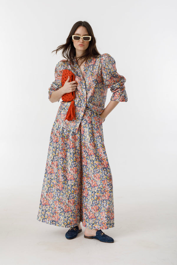 Sabi Metallic Linen Pants - Florece Print