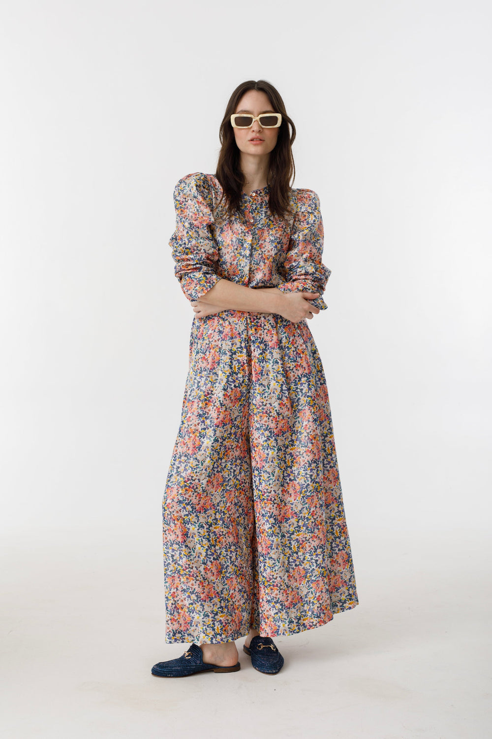 Sabi Metallic Linen Pants - Florece Print