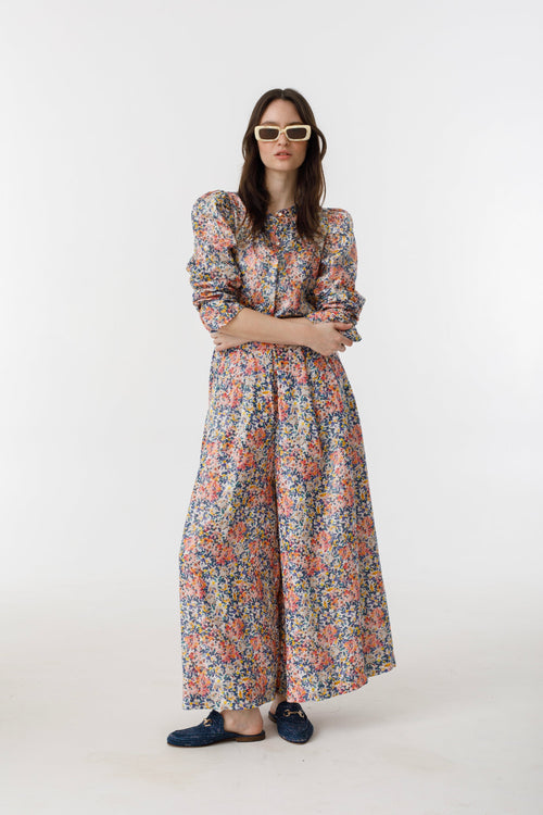 Sabi Metallic Linen Pants - Florece Print