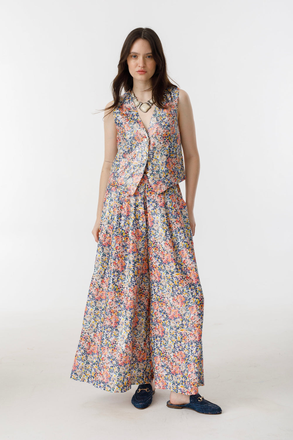 Jack Metallic Linen Vest - Florece Print