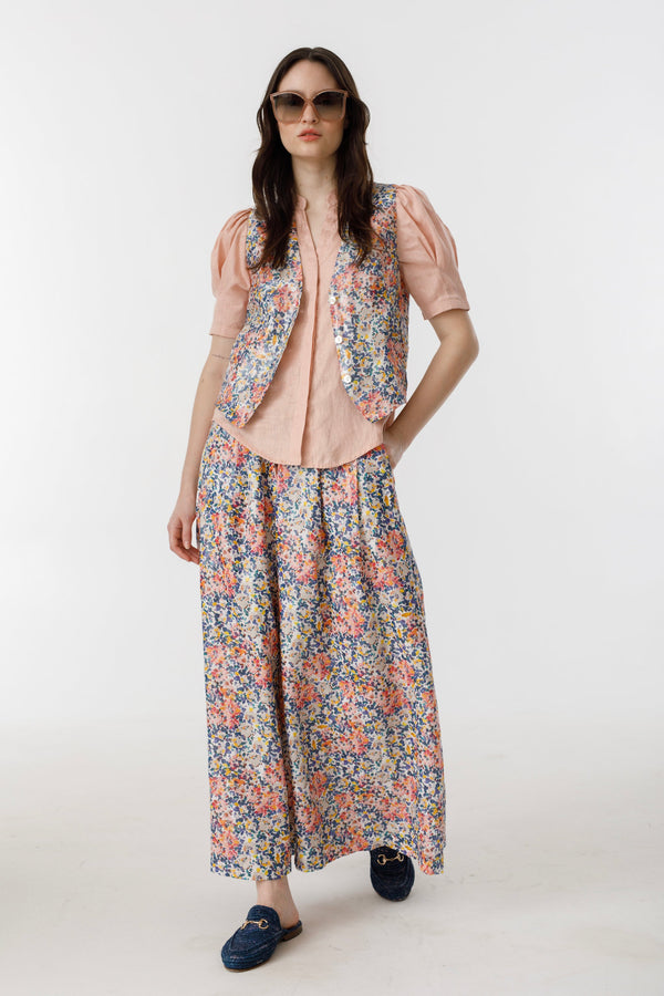 Jack Metallic Linen Vest - Florece Print