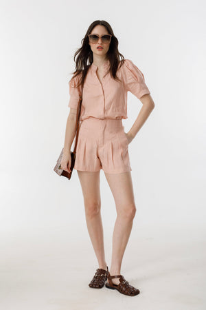 Athina Linen Shirt - Soft Pink