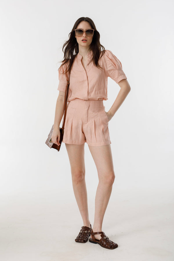 Athina Linen Shirt - Soft Pink
