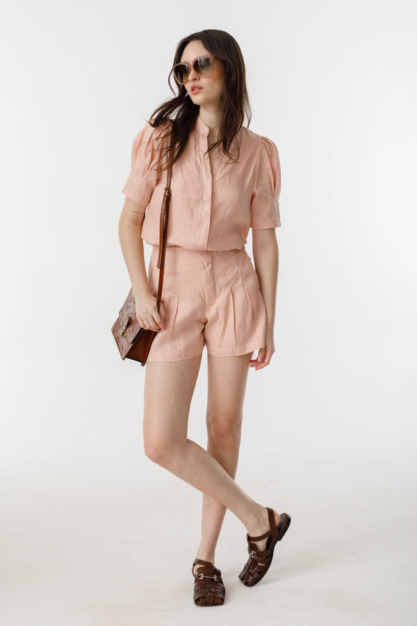 Athina Linen Shirt - Soft Pink
