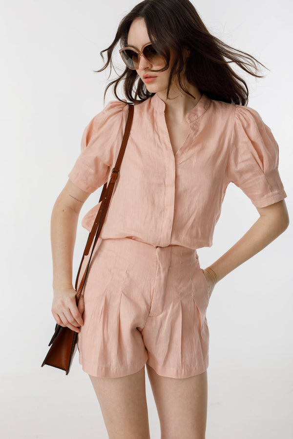 Athina Linen Shirt - Soft Pink