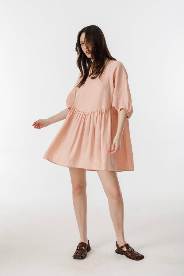 Alcala Dress Linen - Soft Pink