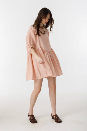 Alcala Dress Linen - Soft Pink
