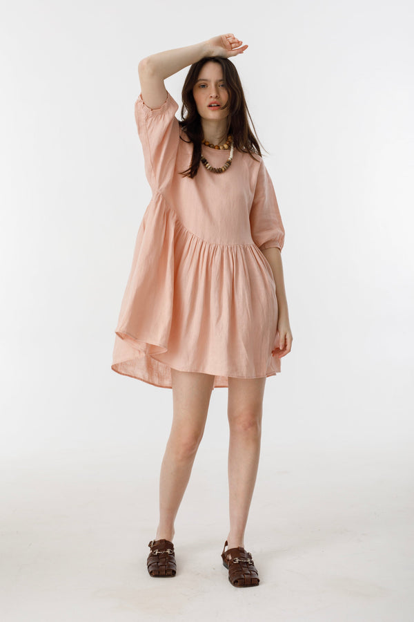 Alcala Dress Linen - Soft Pink
