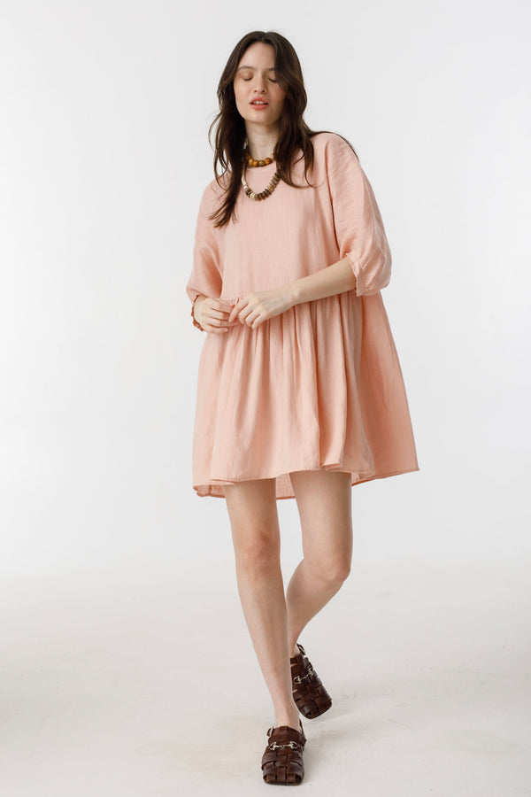 Alcala Dress Linen - Soft Pink