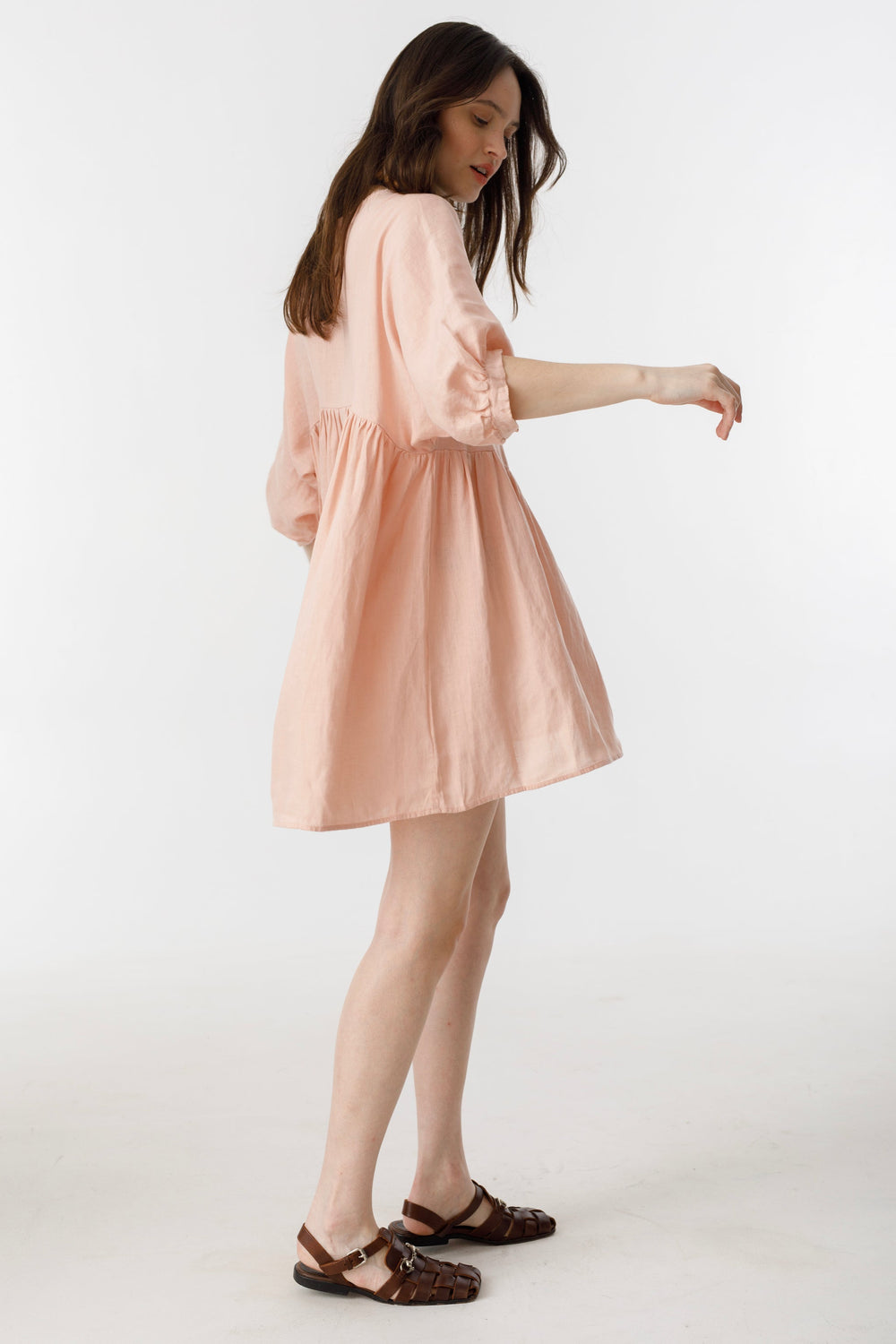 Alcala Dress Linen - Soft Pink