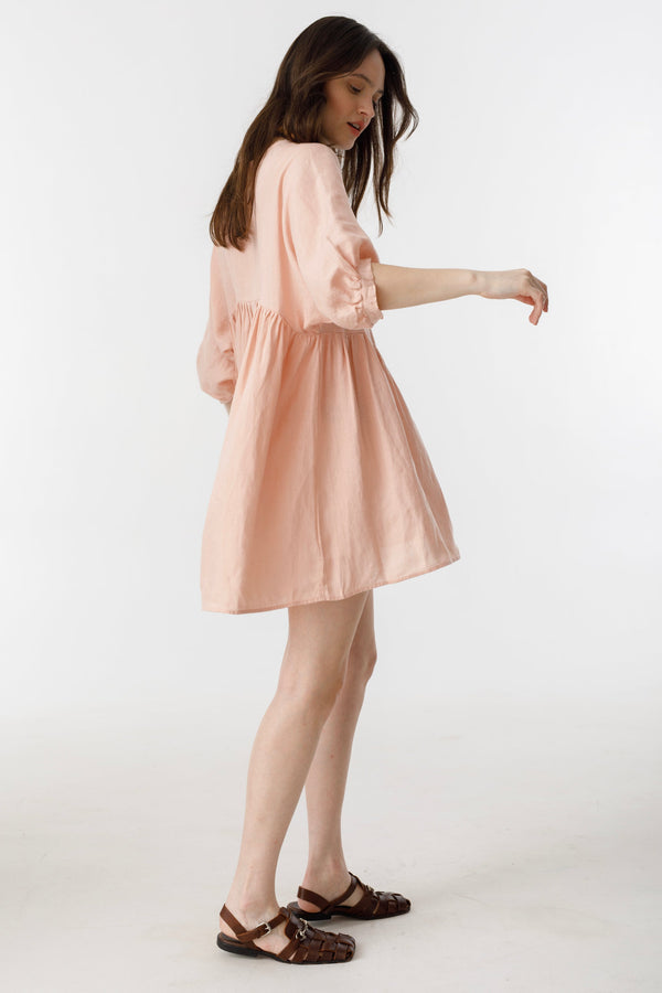 Alcala Dress Linen - Soft Pink